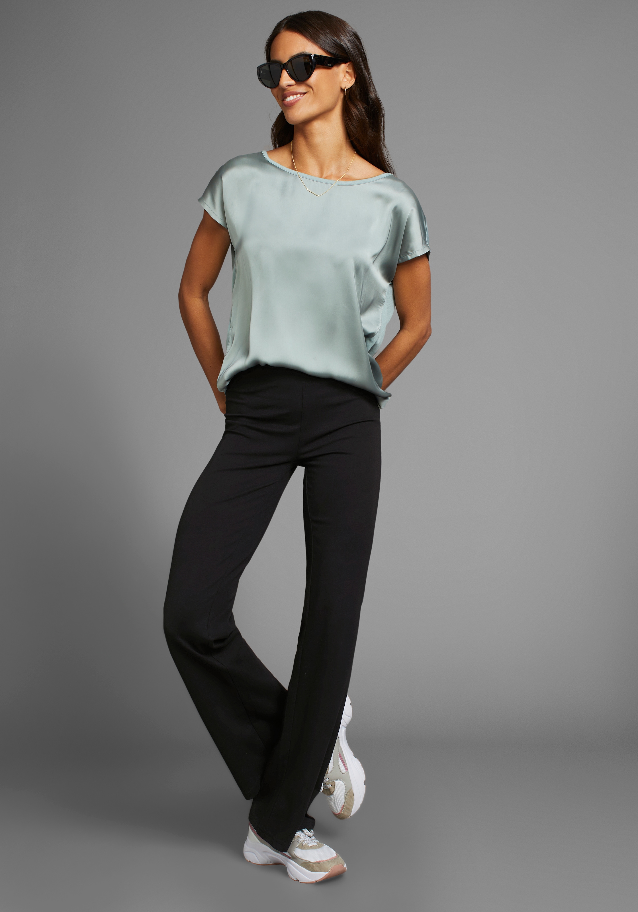 Laura Scott Shirtbluse , aus Satin und Jersey