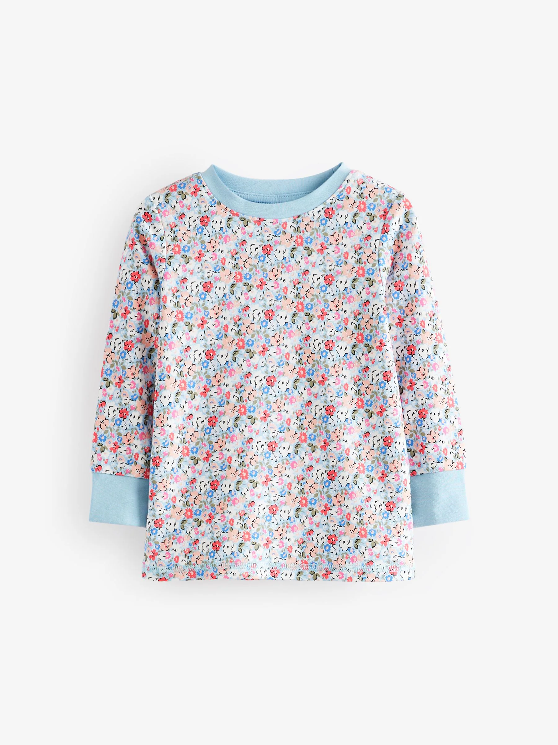 Blauw-rood gebloemd - Set van 3 pyjama's met bloemenprint