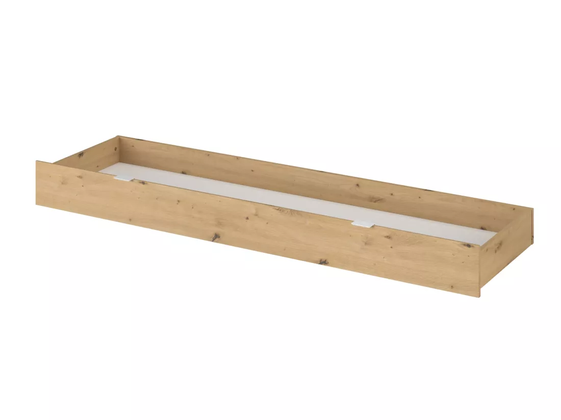 Lit avec chevets et rangements 160 x 200 cm - Coloris : Blanc et naturel + Sommier - MISTA