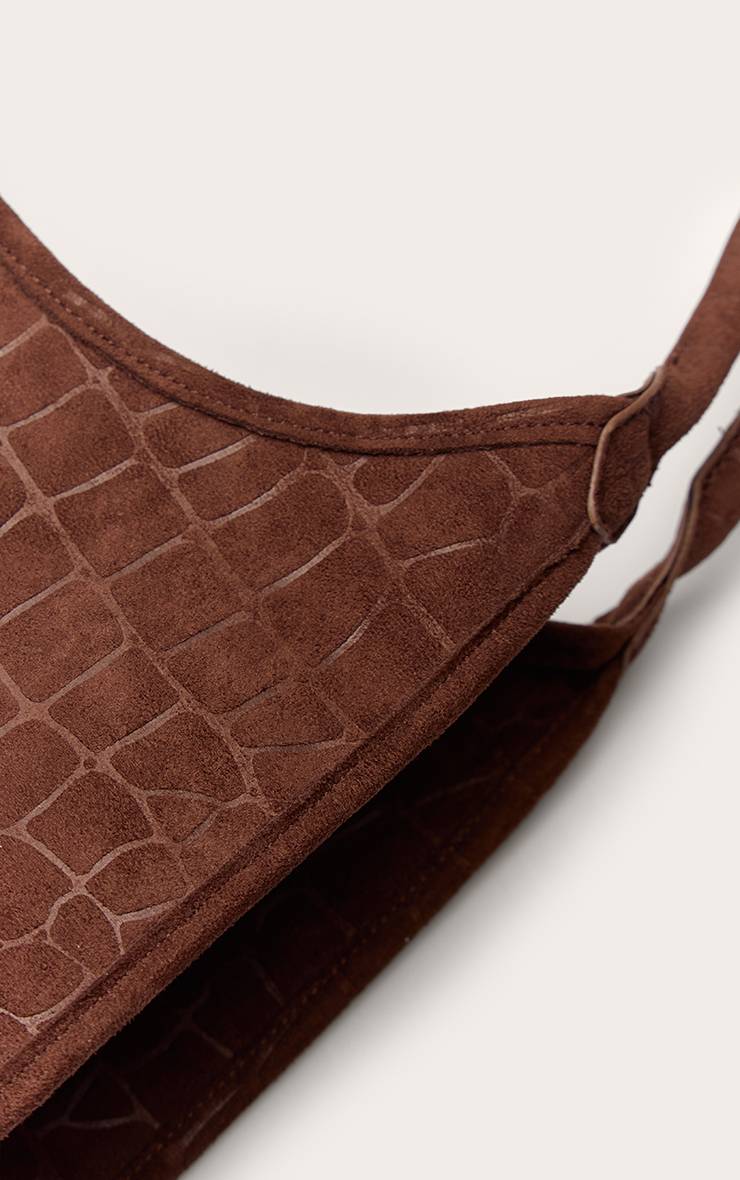 Chocolat Sac Cabas Surdimensionné En Daim Effet Croco