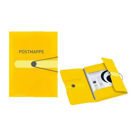 Herlitz Kunststoff Postmappe PP, DIN A4, mit Gummizug und Verschlußknopf, 3 Stück