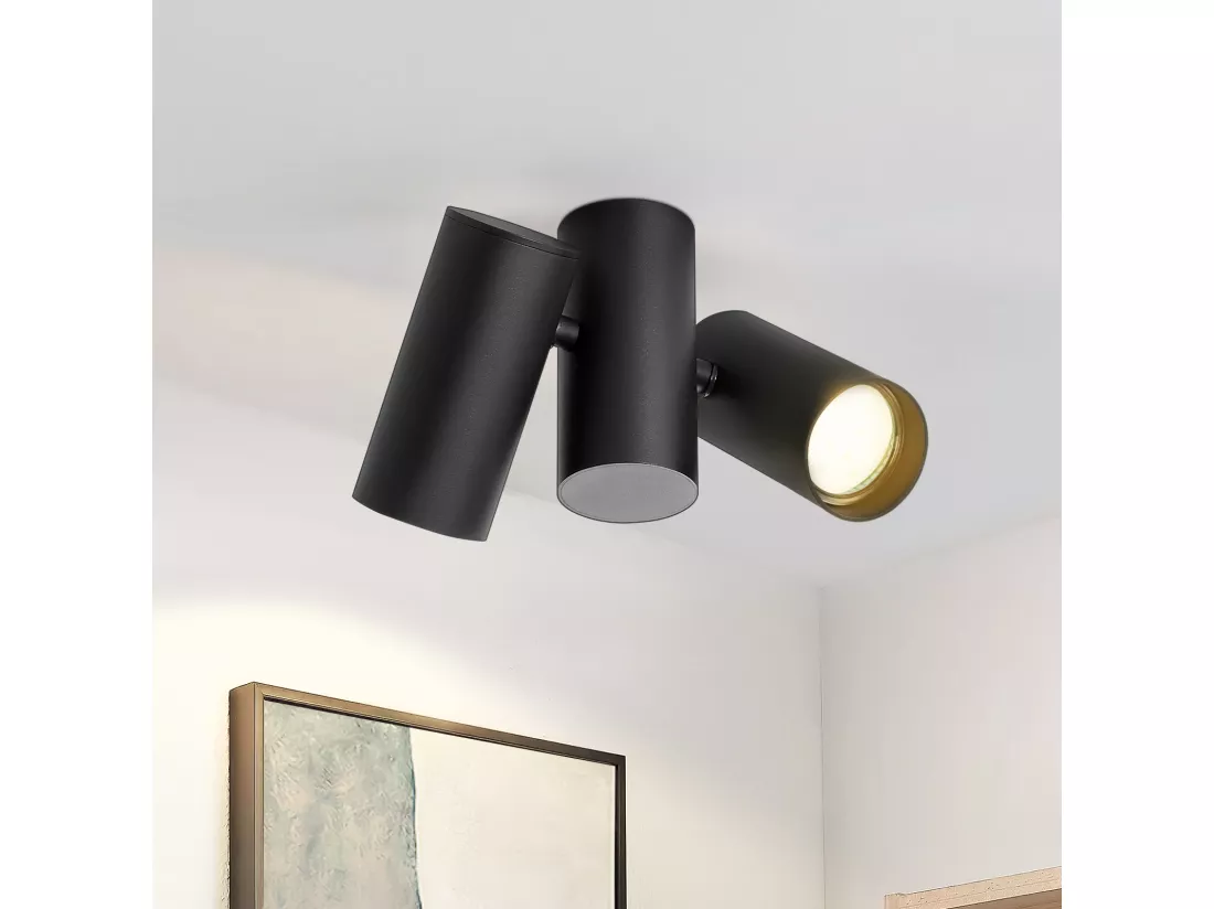 NETTLIFE Plafonnier 2 Spots de Plafond Noirs - GU10 Métal Moderne Pivotant 180°Intérieur MAX.25W pour Salon Couloir Chambre Cuisine (sans Ampoule)