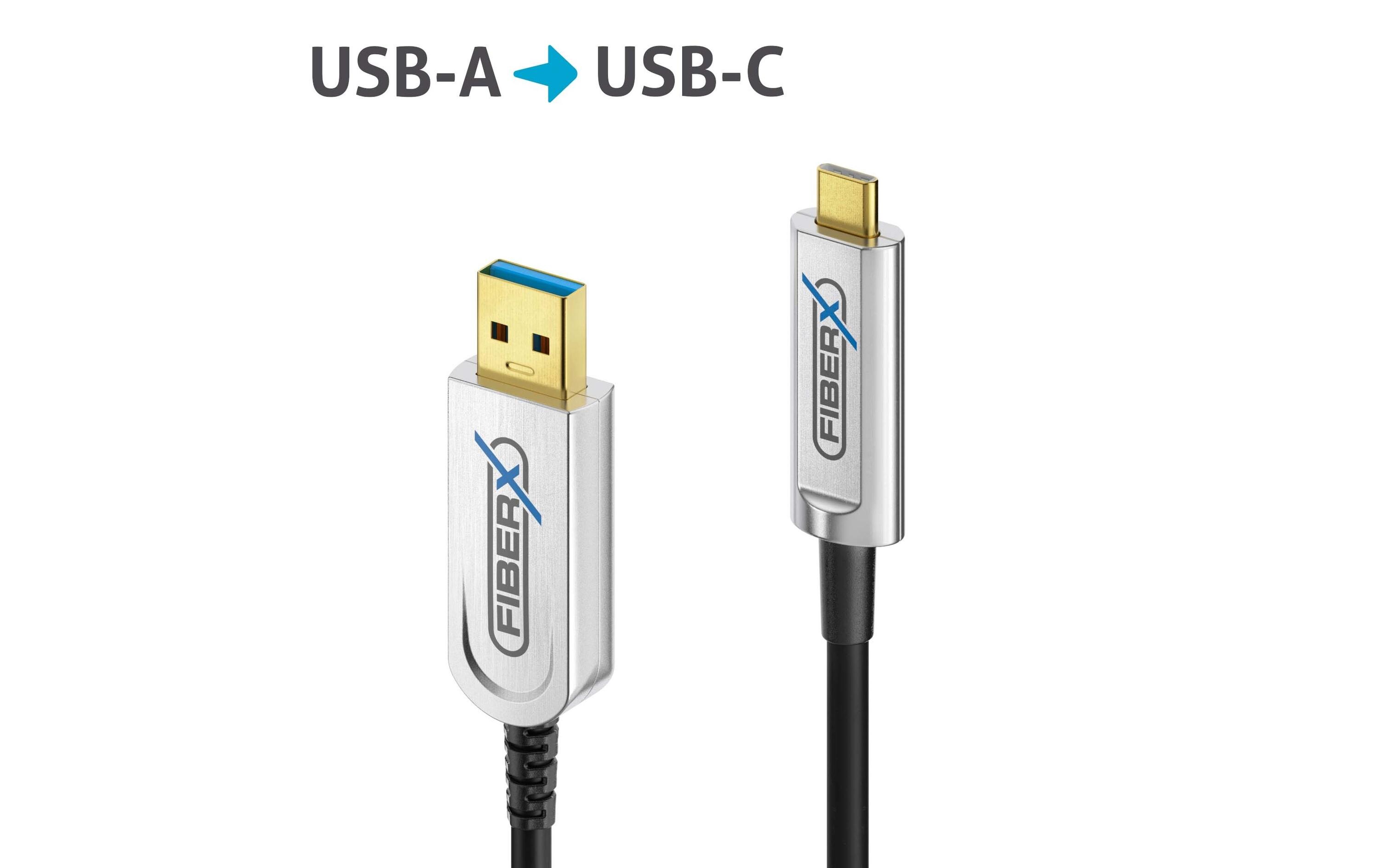 USB 3.1-Kabel FX-I630 AOC USB A - USB C 12 m<br>USB 3.2 USB-C / USB-A AOC Glasfaser Kabel – 12.00m