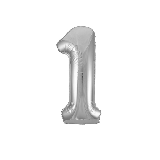 Folienballon Zahl 1 silber - ca. 86 cm