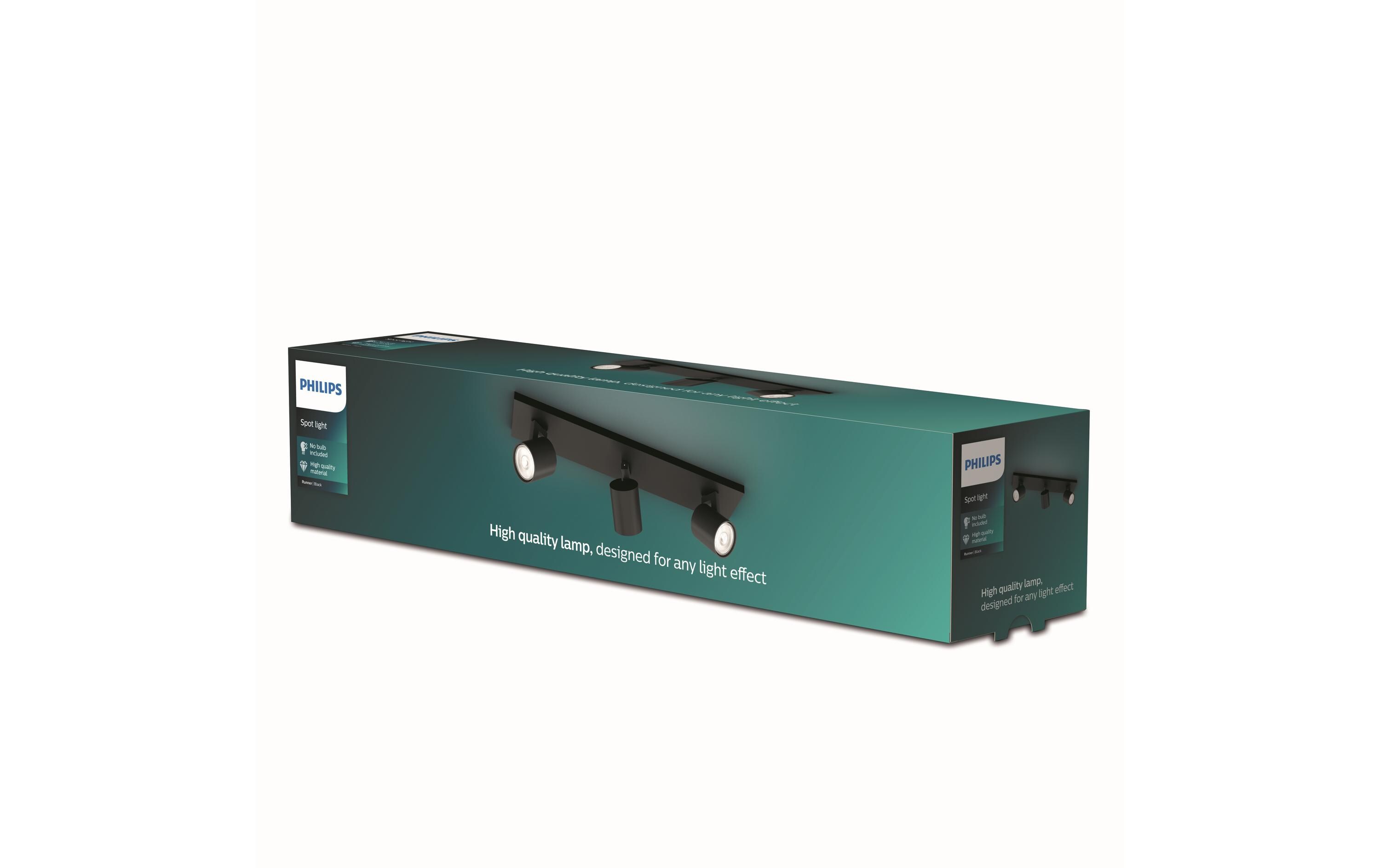 Aufbauspot MyLiving Runner, 3 x GU10, 20W, SchwarzAufbauleuchte mit beweglichem Leuchtenkopf