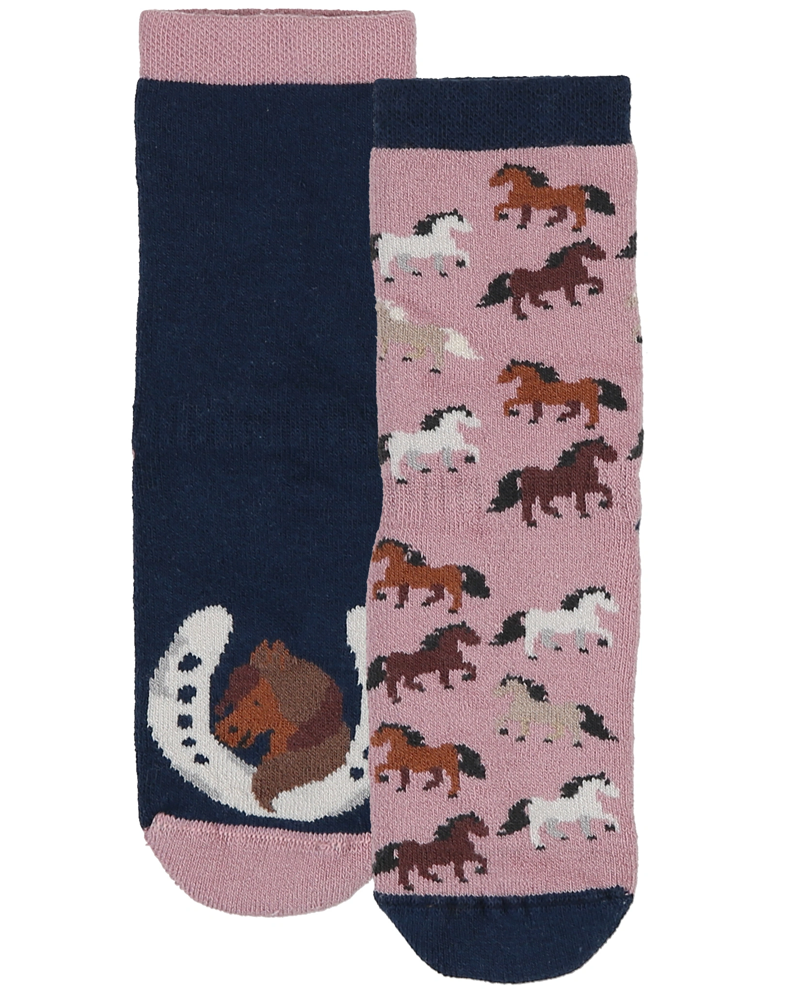 Stoppersocken PFERDE 2er-Pack in hell wildrose/tin