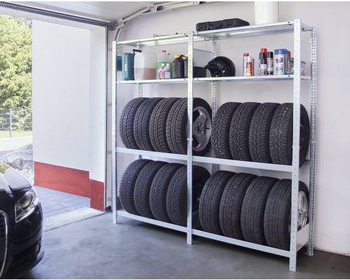 Schulte garagestelling, basiskast, verzinkt, 200x100x40 cm, 3 legborden, draagvermogen 450 kg