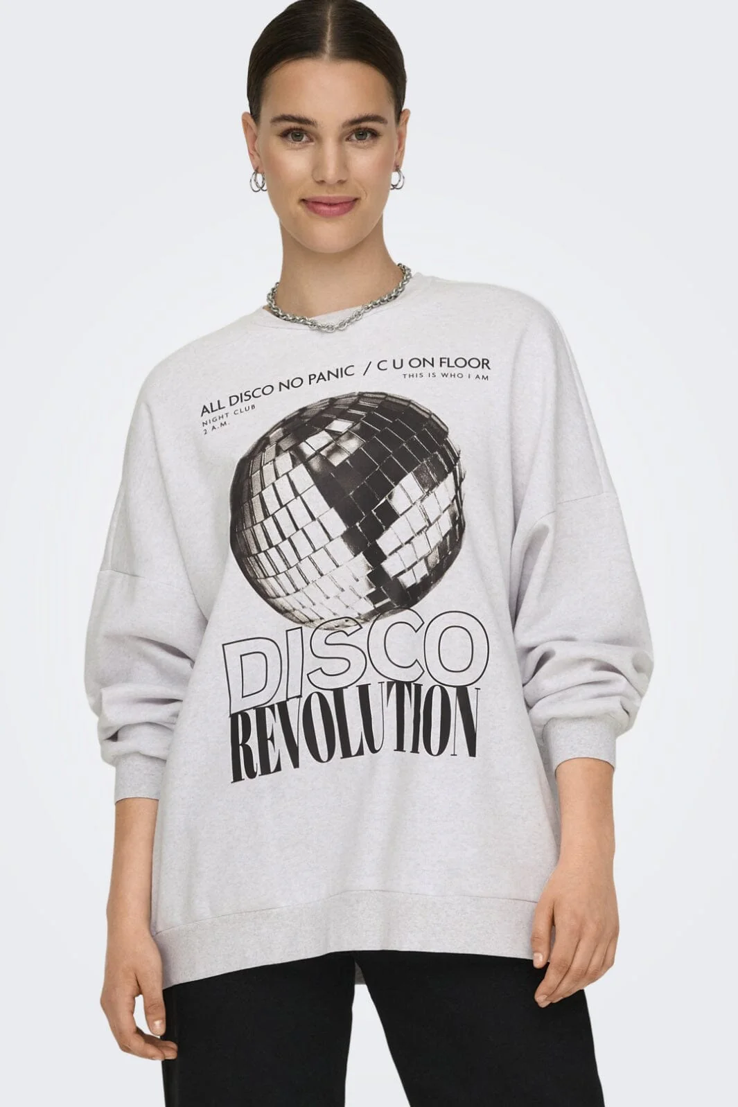 Only Onldaze L/S Party O-Neck Swt 4601779 light grey melange disco