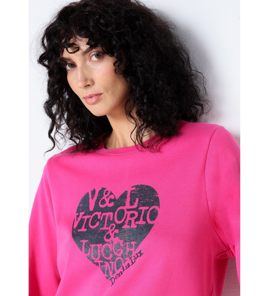 Moletom Victorio & Lucchino, V&L com estampa de coração rosa