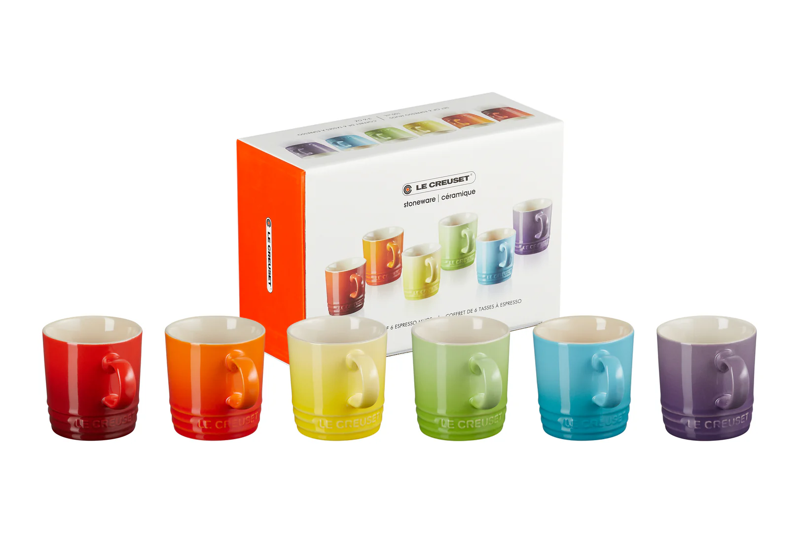 Le Creuset  Rainbow sæt m/6 espressokopper, mix - 100 ml.