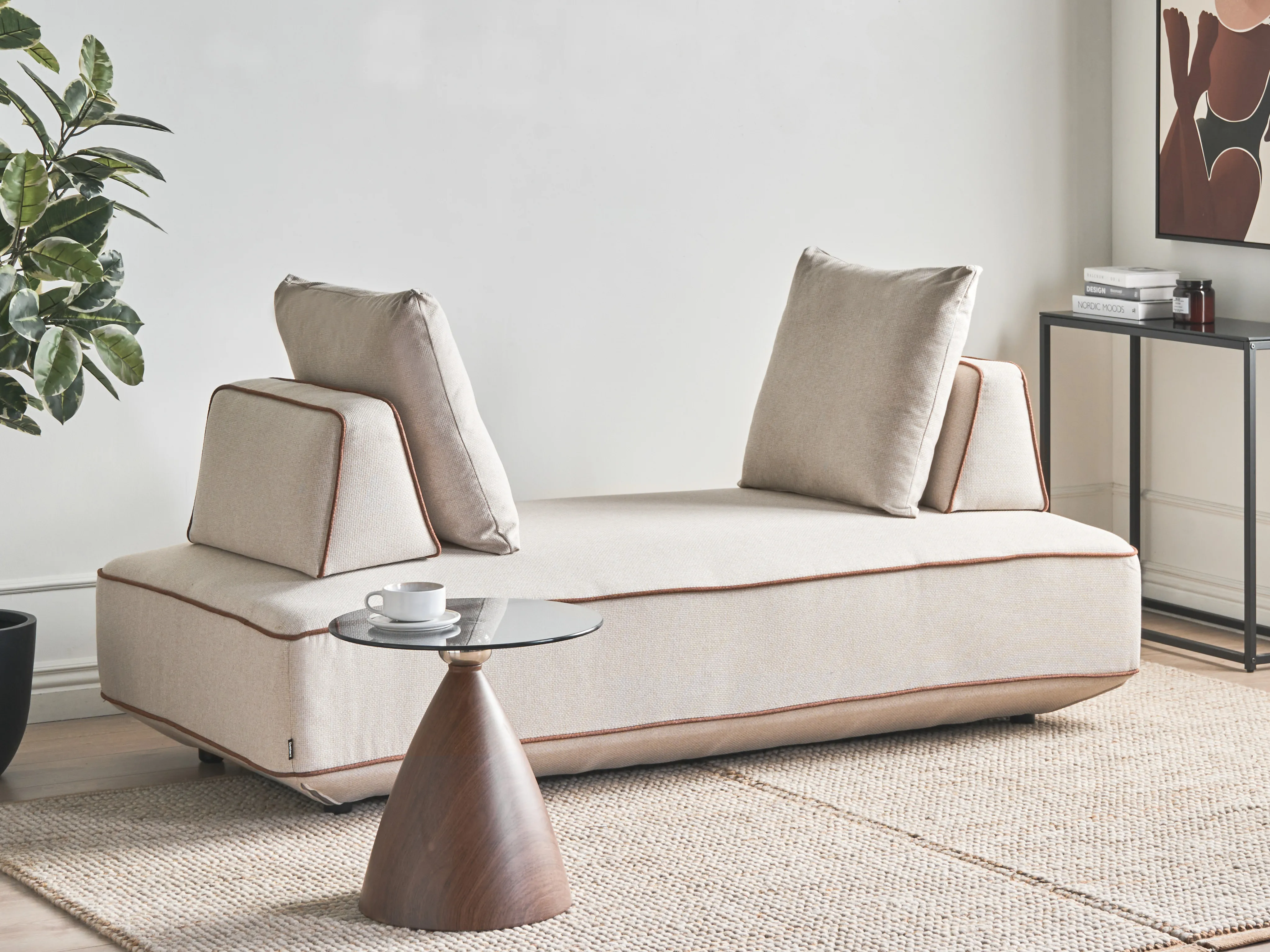 Chaise longue SEILLANS Stof Lichtbeige