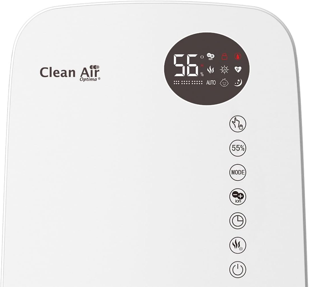 Luftbefeuchter mit Ionisator und Aromatherapie - Clean Air Optima CA-607W Smart - Befeuchtungsleistung max. 480 ml/h - Wassertankinhalt 5,5 Liter - Geeignet für Räume bis 65m²/160 m³