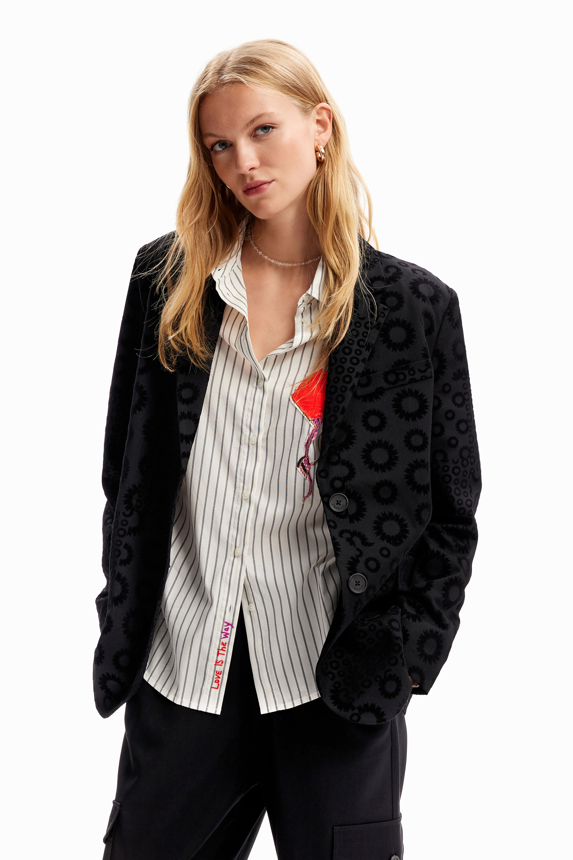 Blazer floqué géométrique