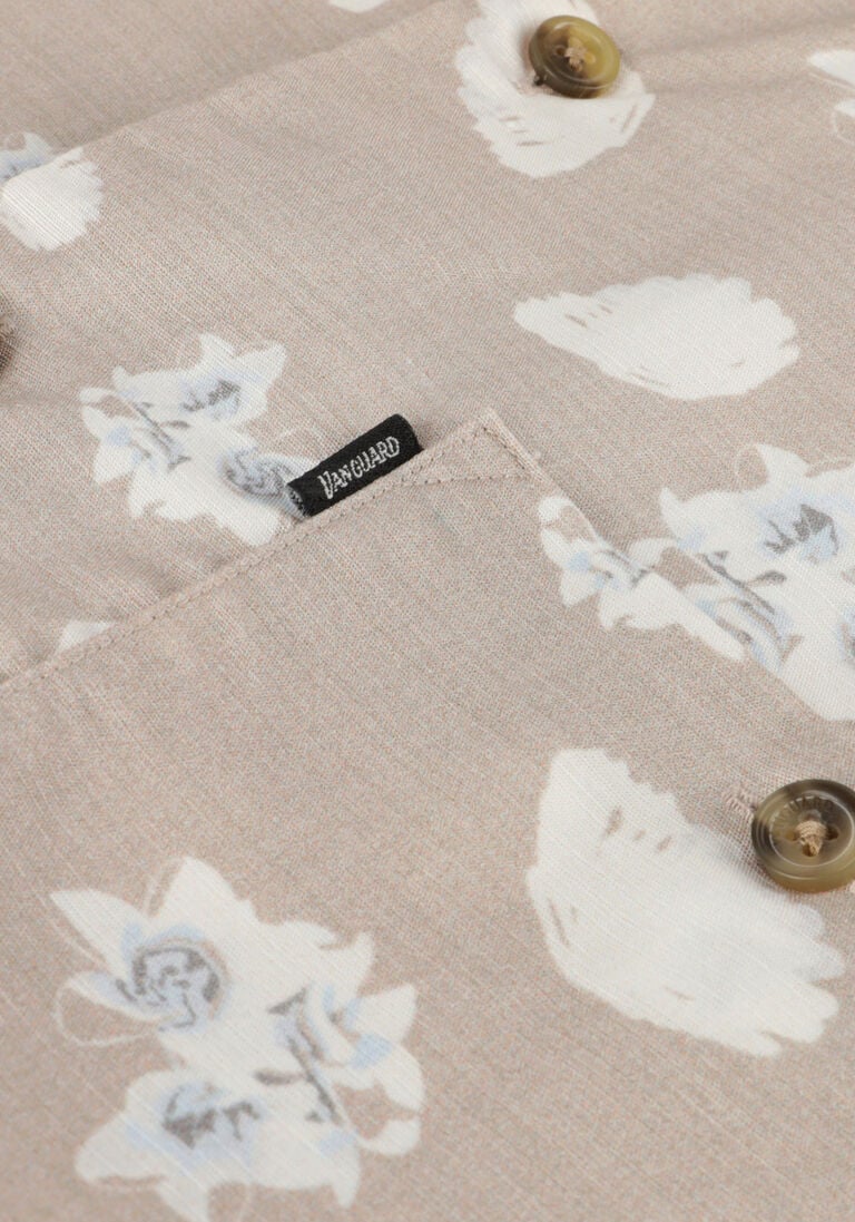 VANGUARD beige vanguard casual overhemd short sleeve shirt printed tencel cotton linen