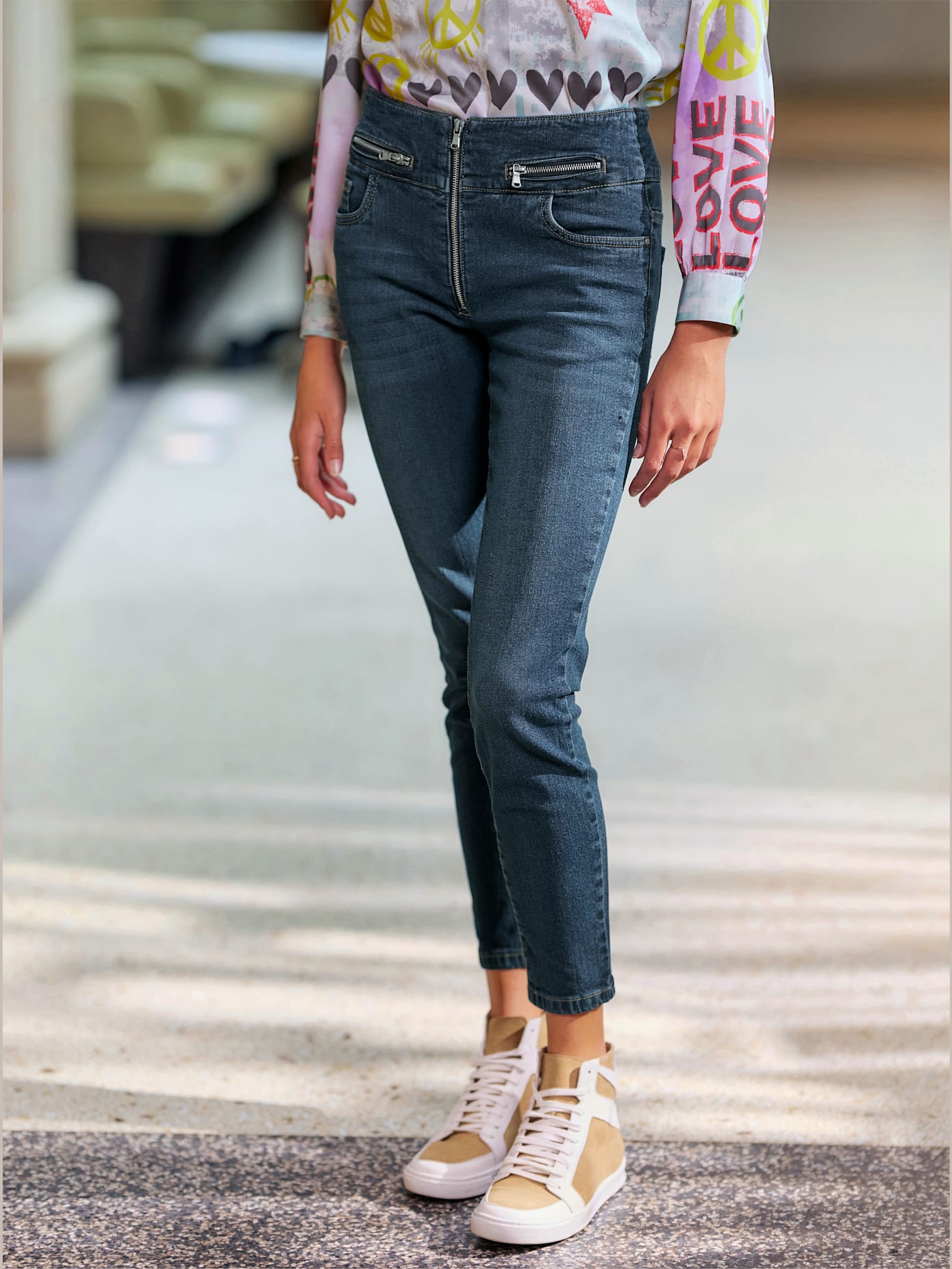 Jean fermeture à glissière tendance