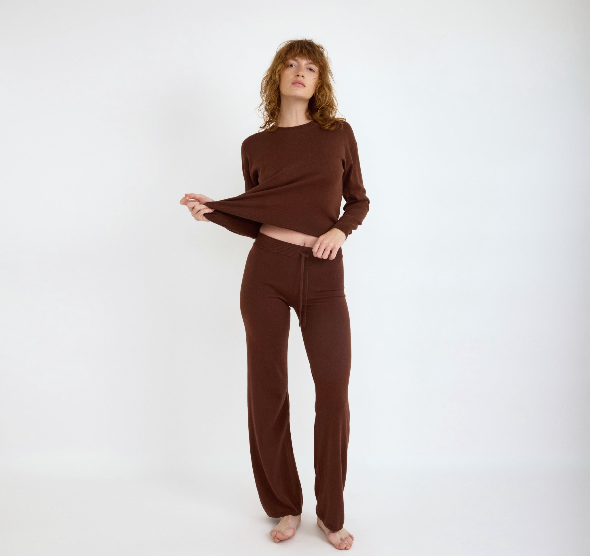 COTTON<br>Soft Knit Straight Leg Pants