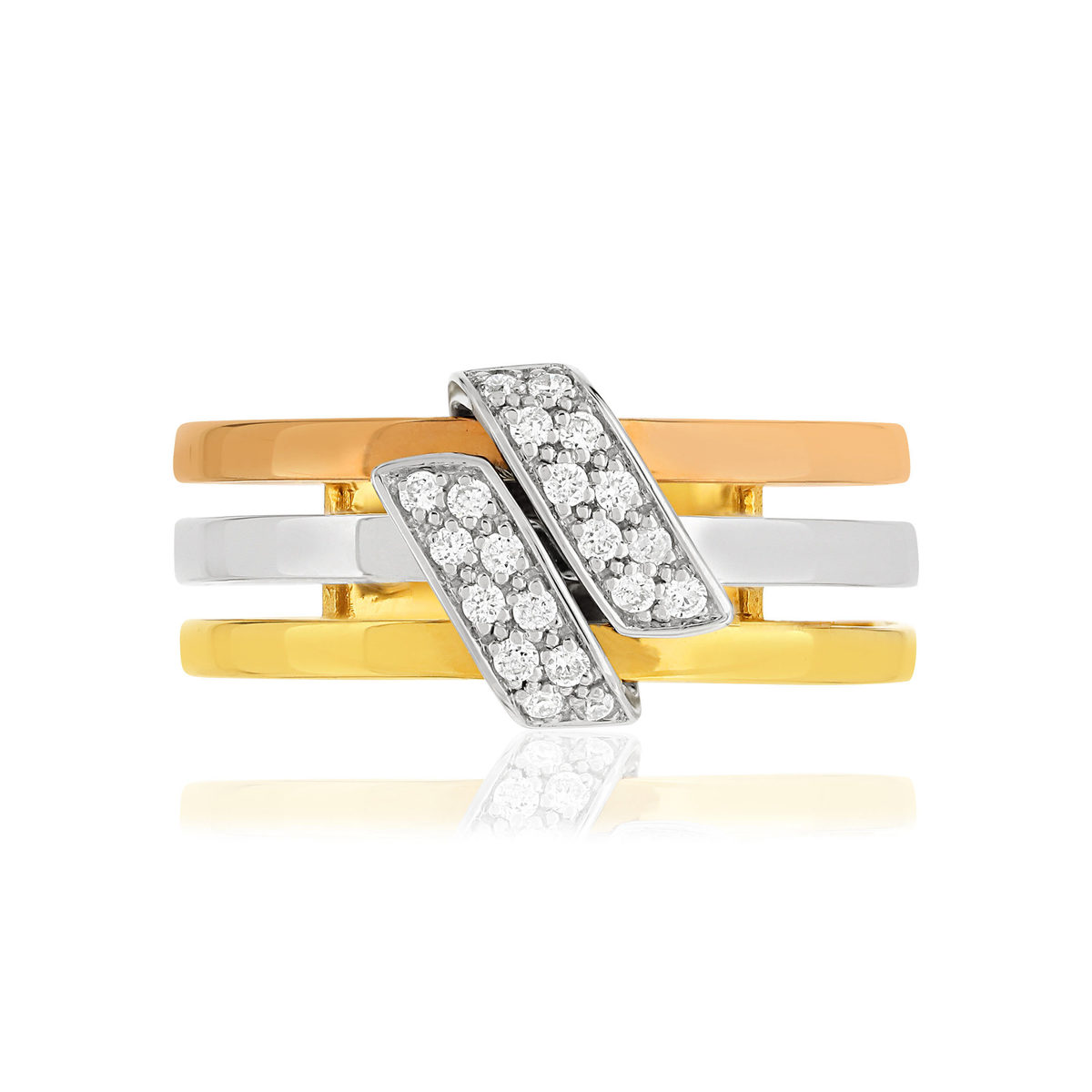 Bague or 750 3 tons diamants