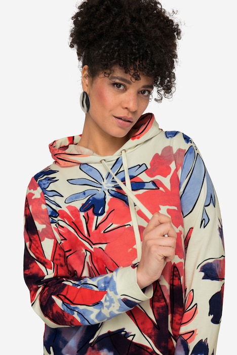 Hoodie, Blütenmuster, Kapuze, Langarm