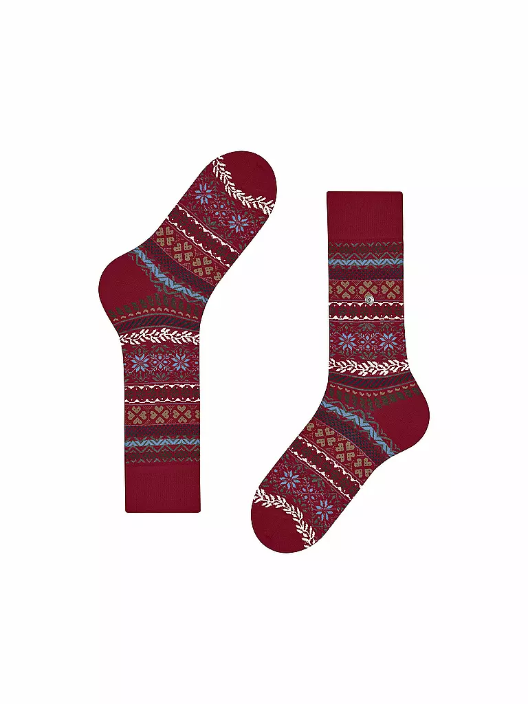 BURLINGTON Herren Socken COUNTRY FAIR ISLE 40-46 cranberry dunkelrot