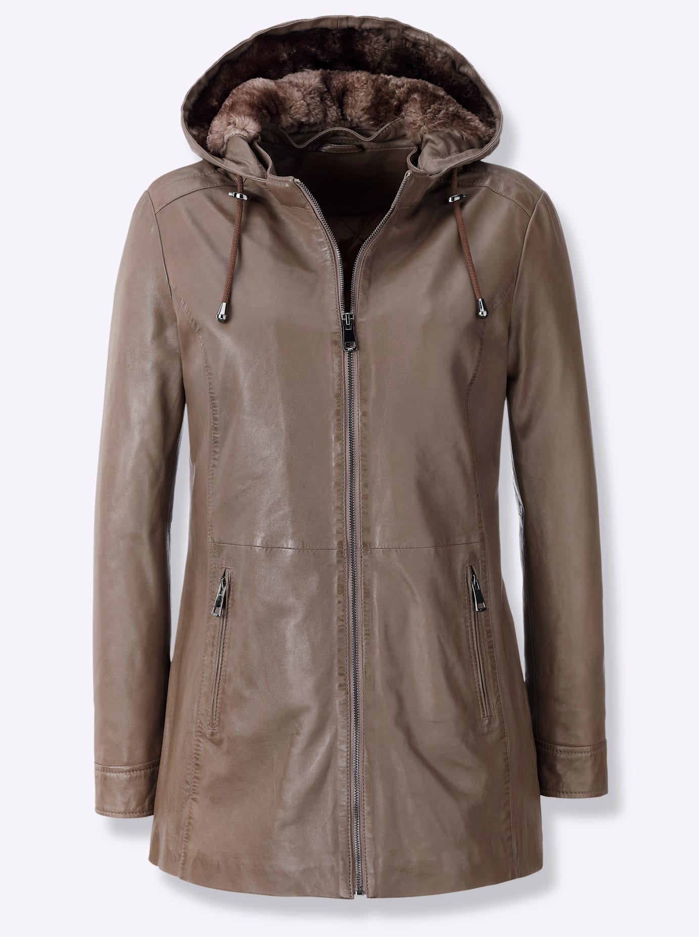 Inspirationen Lederjacke mit Kapuze