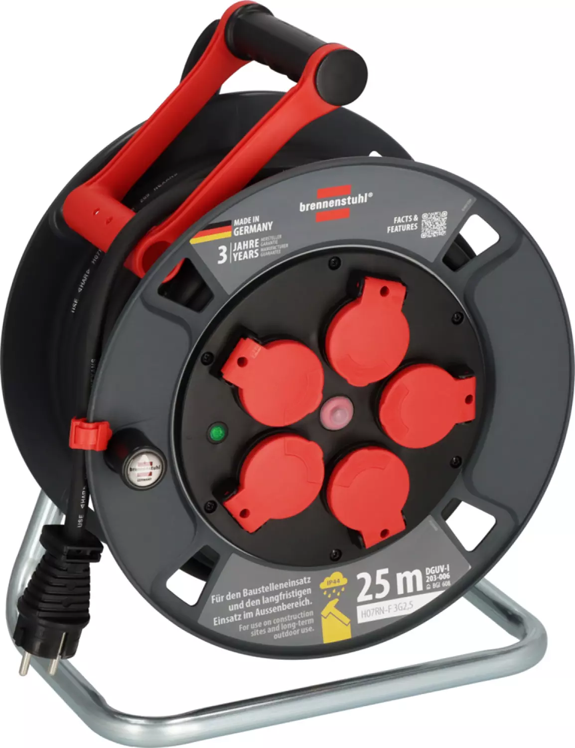 Brennenstuhl Professional KU 2200 kabelhaspel 5-voudig 300 H07RN-F 3G2,5 - IP44 - 25m