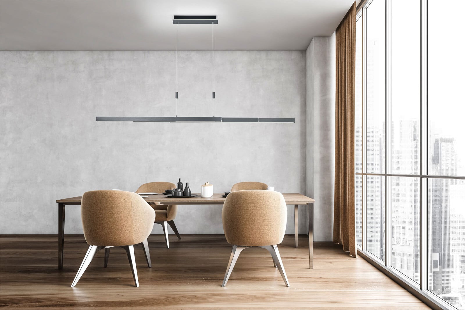 casaNOVA LED Balkenpendel LAETITIA 114-180 cm anthrazit