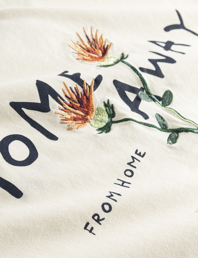 Forét ABODE EMBROIDERY T-SHIRT Cloud/navy