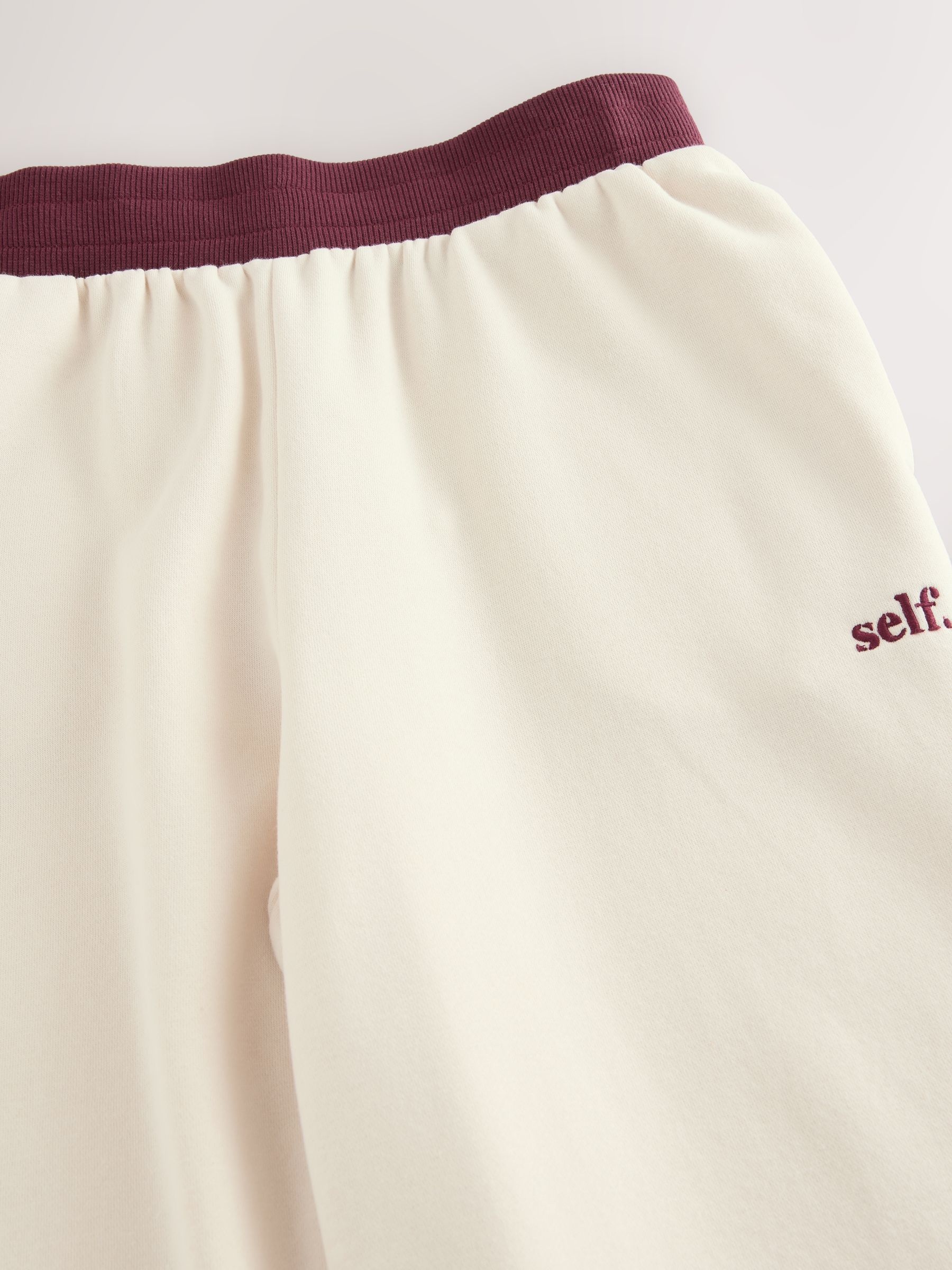 Ecru/Berry Colourblock - Joggingbroek met wijde pijpen
