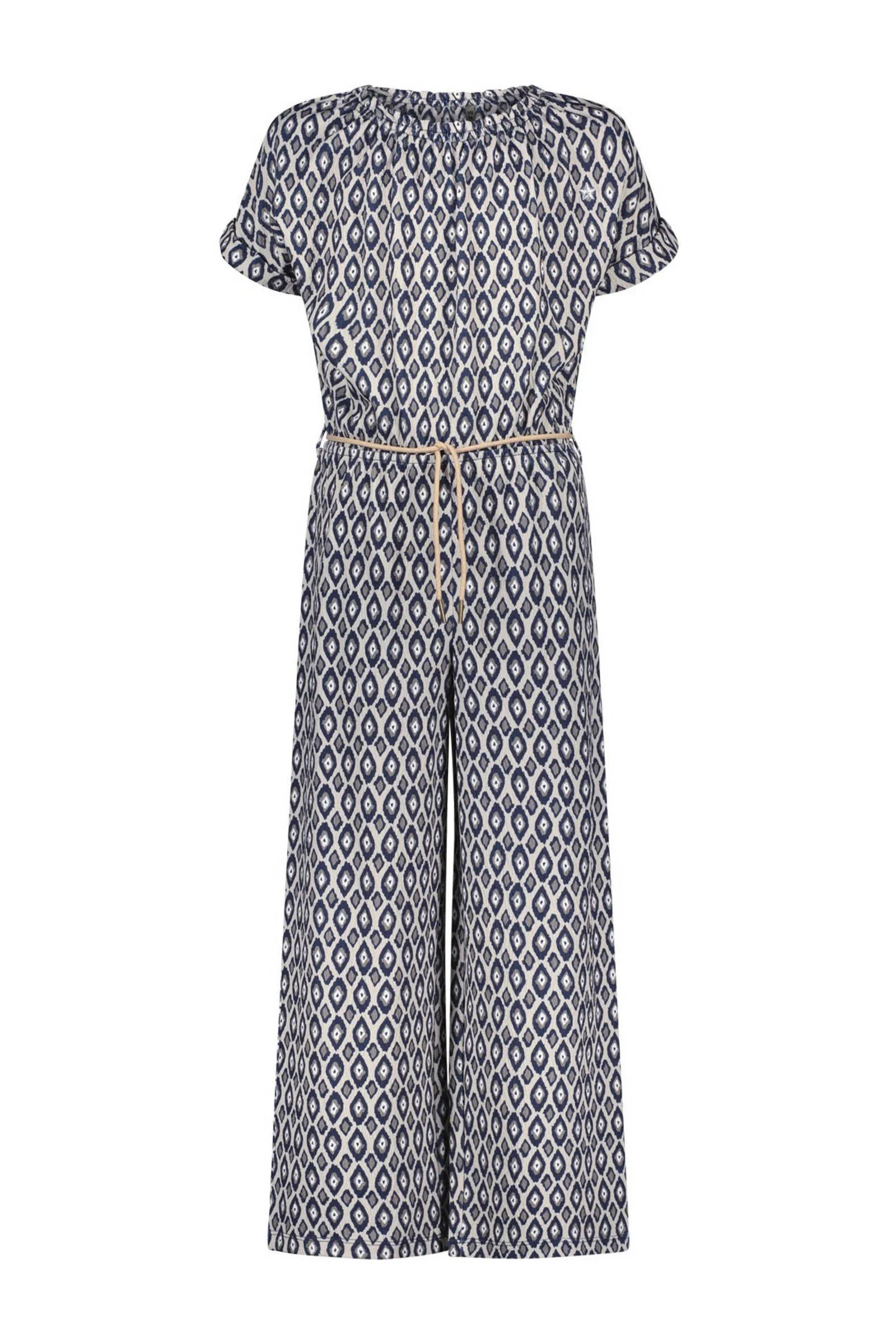 Like Flo jumpsuit met all over print donkerblauw/ecru