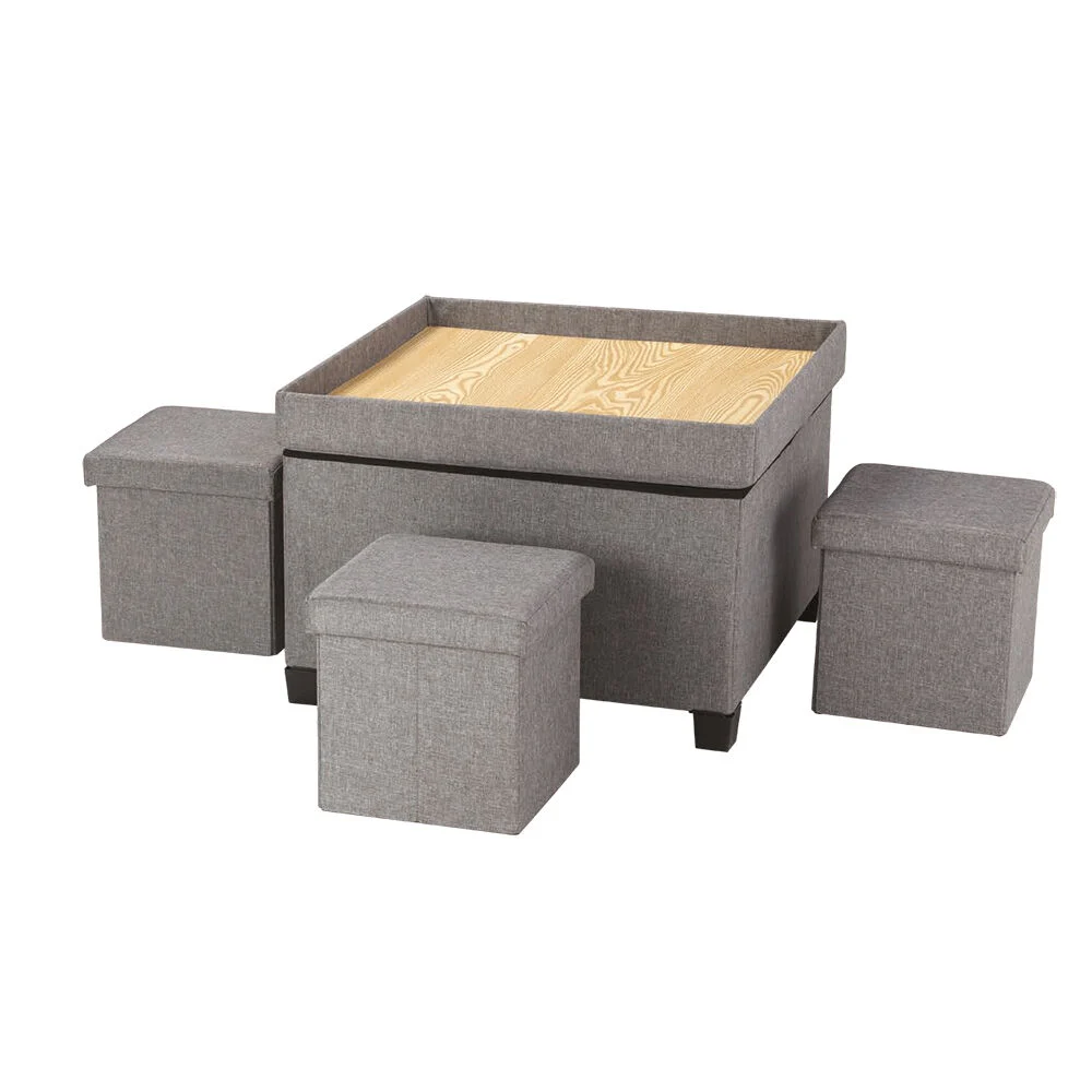 Coffre/Table et 4 poufs de rangement