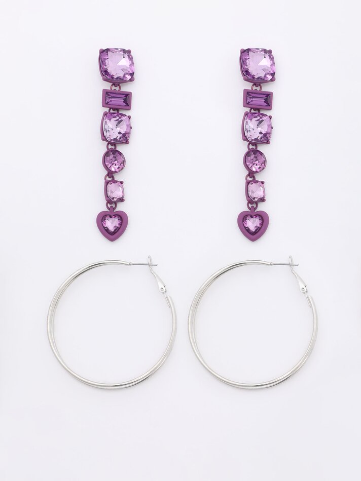 Conjunto de 2 brincos combinando - Lilás