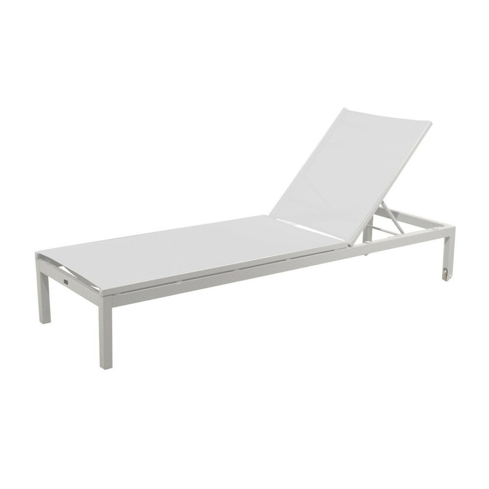 Bain de soleil théma en aluminium avec des roues - allonge en tpep - blanc/blanc