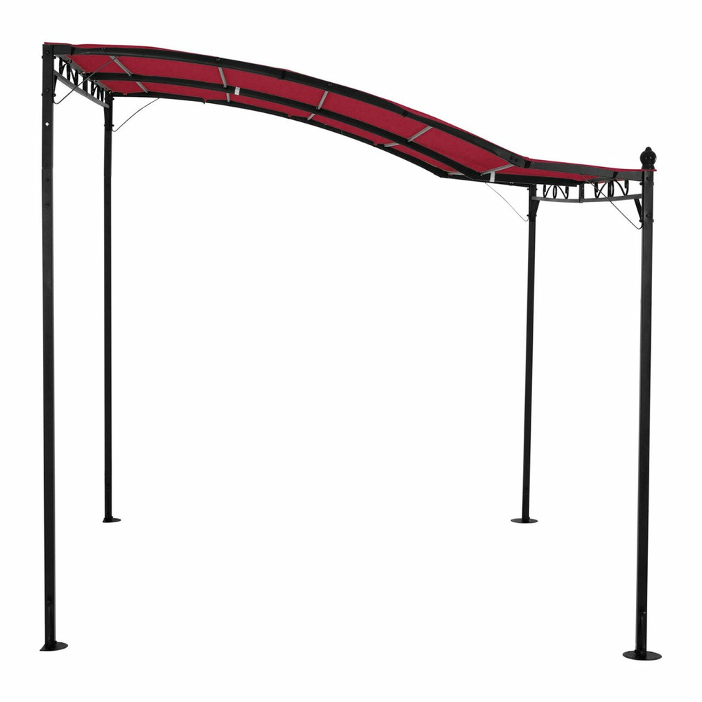 Pergola pavillon barnum tonnelle tente abri gazebo de jardin terrasse beige inclinée rouge 2,6 x 3 m