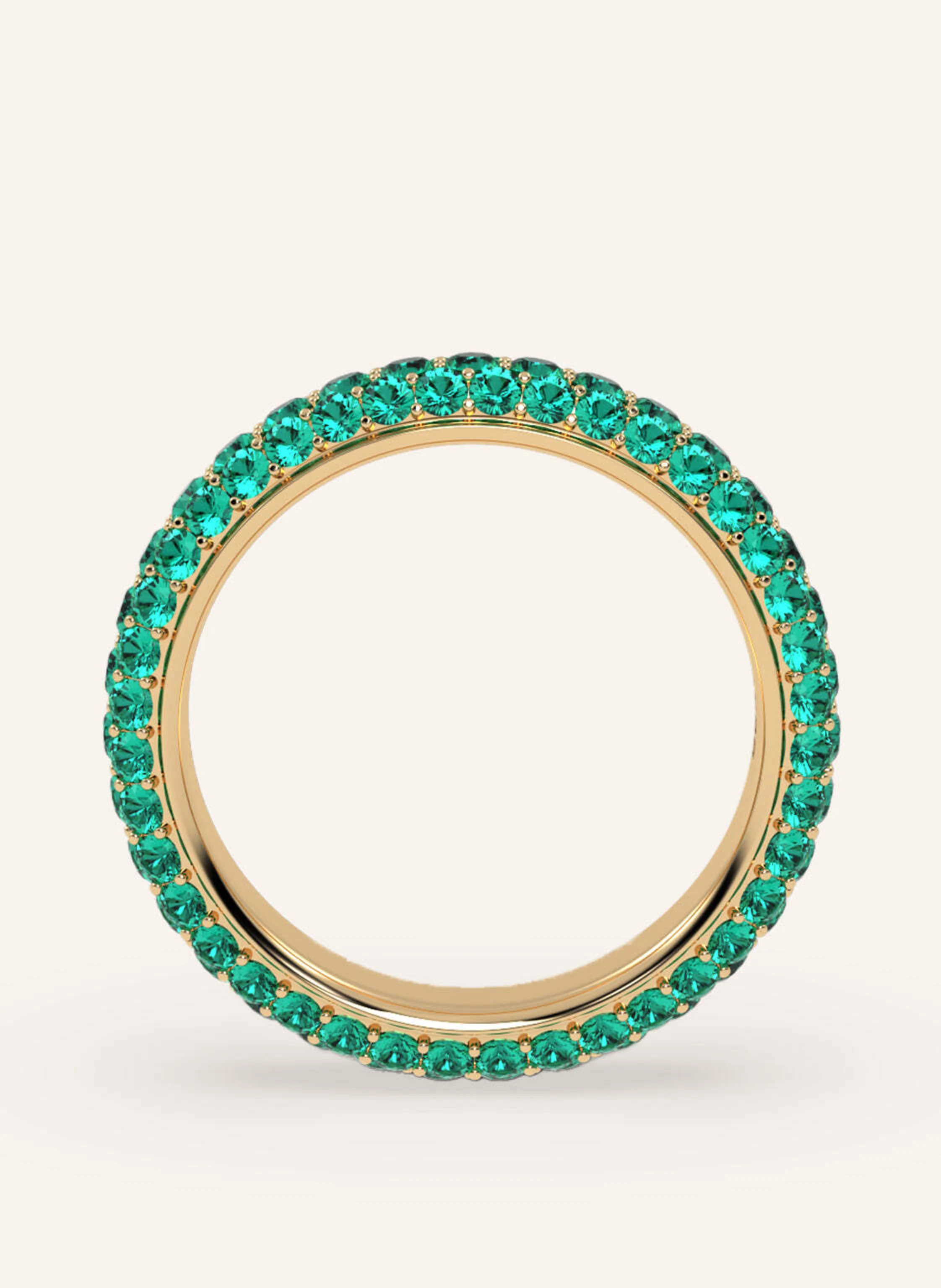 VEYNOU Ring BEYOND EDEN PAVÉ aus 14 Karat Gelbgold und 2,0ct. lab-grown Smaragd