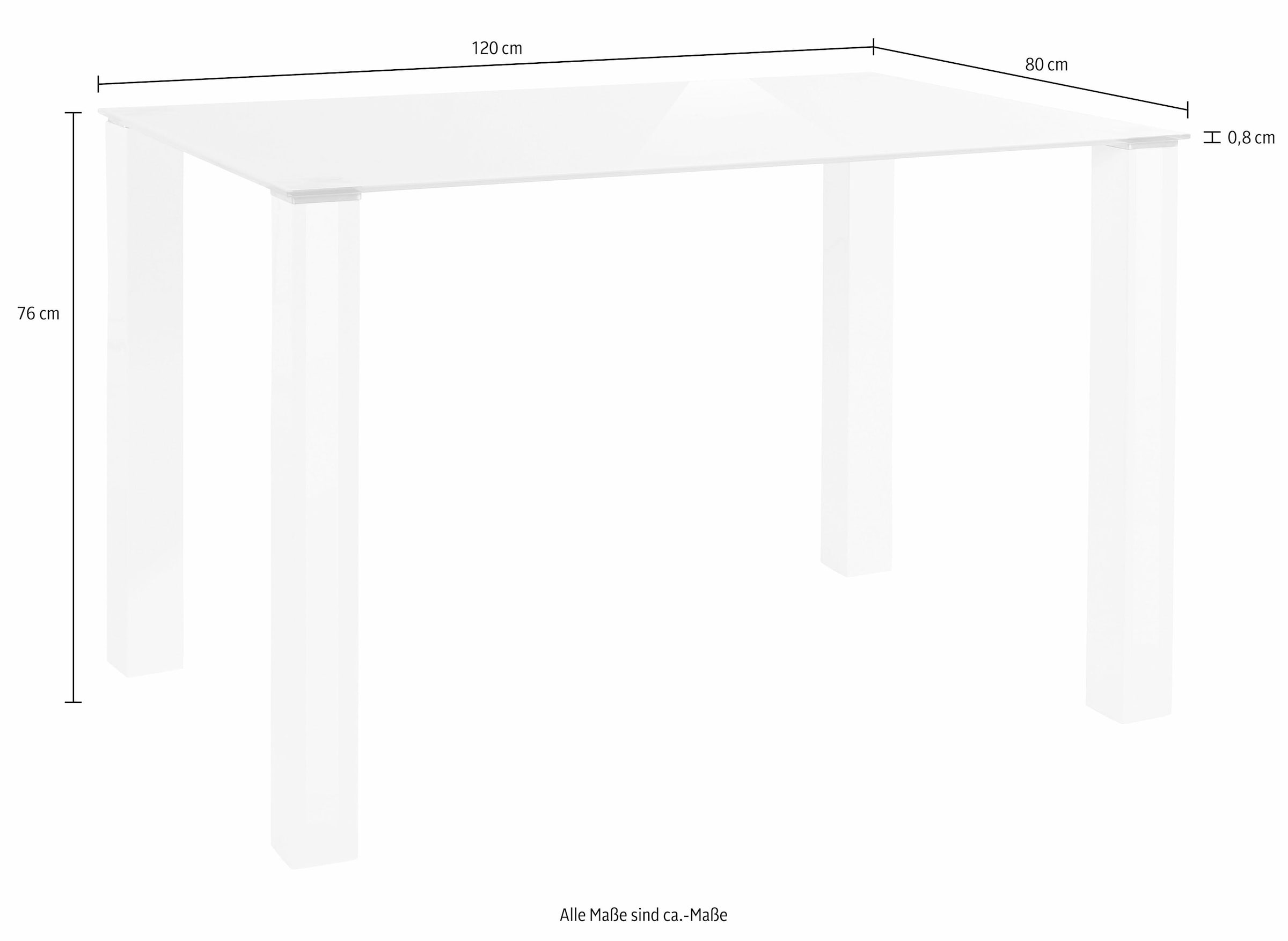 INOSIGN Essgruppe Set, 5 Stk. tlg. mit Glastisch, Breite 120 cm