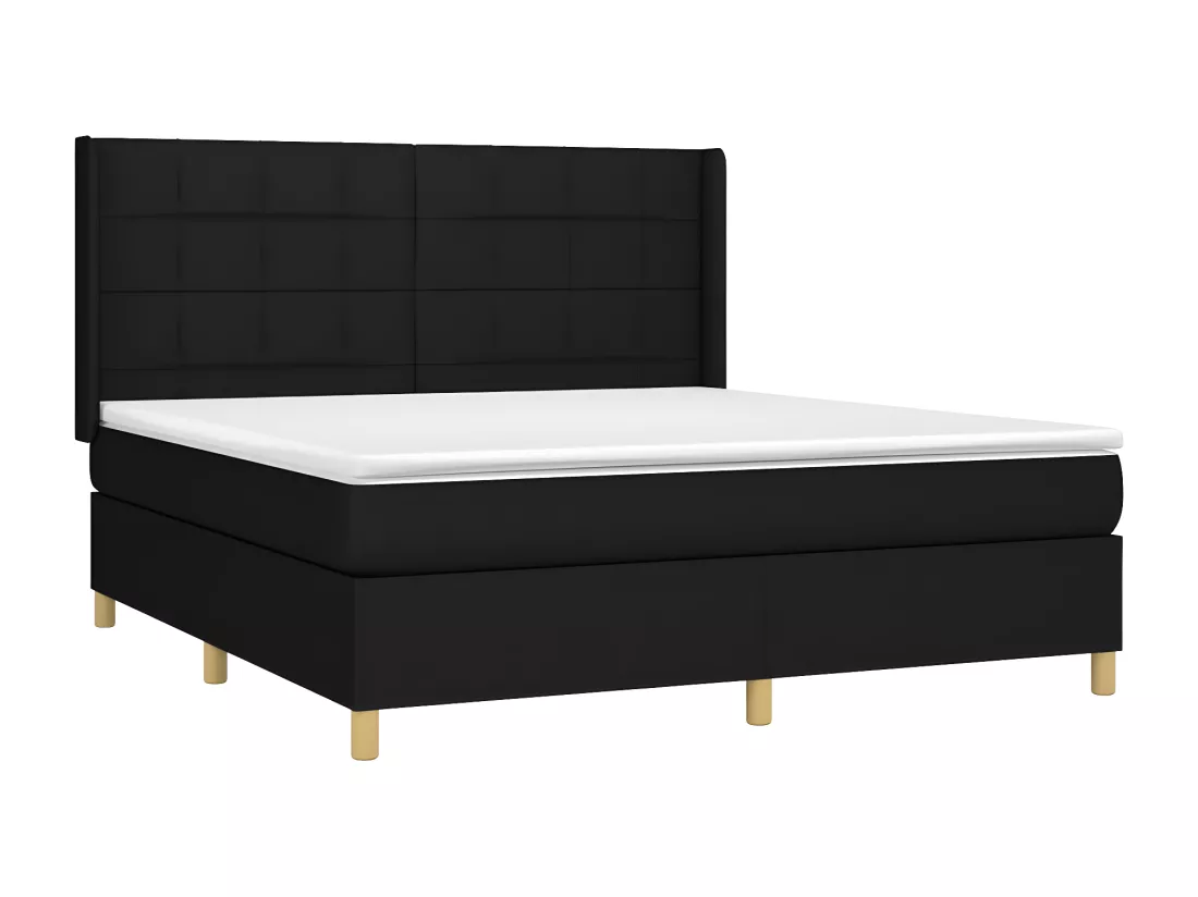 Sommier tapissier avec matelas et LED Noir 160x200 cm Tissu