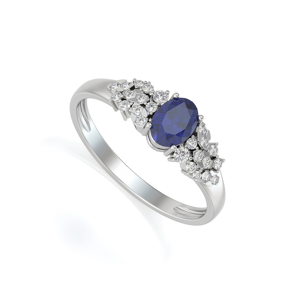 Bague ADEN Or 585 Blanc Saphir et diamants 2.934grs