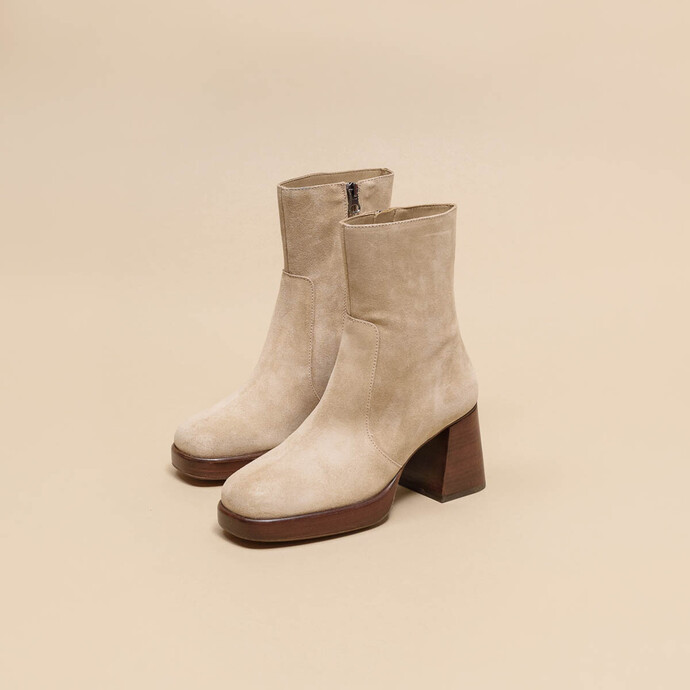 Bottines à plateformes  en croute beige