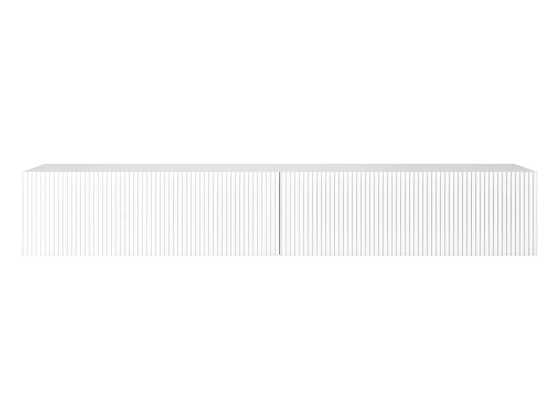 Meuble TV 175 cm blanc avec façade fraisée - VELDIO