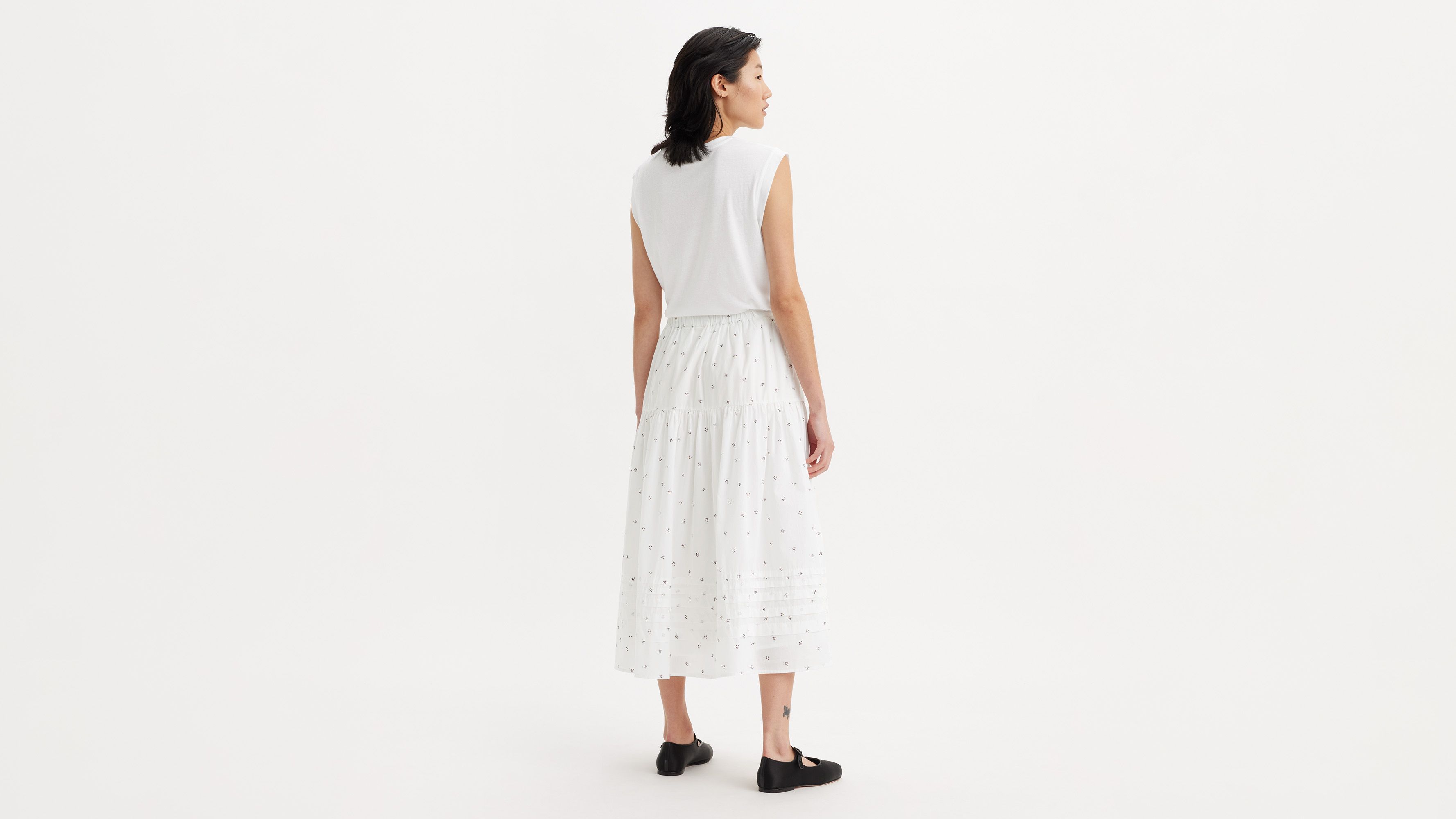 Jupe à basques Becca - Anthea Floral Bright White - Blanc