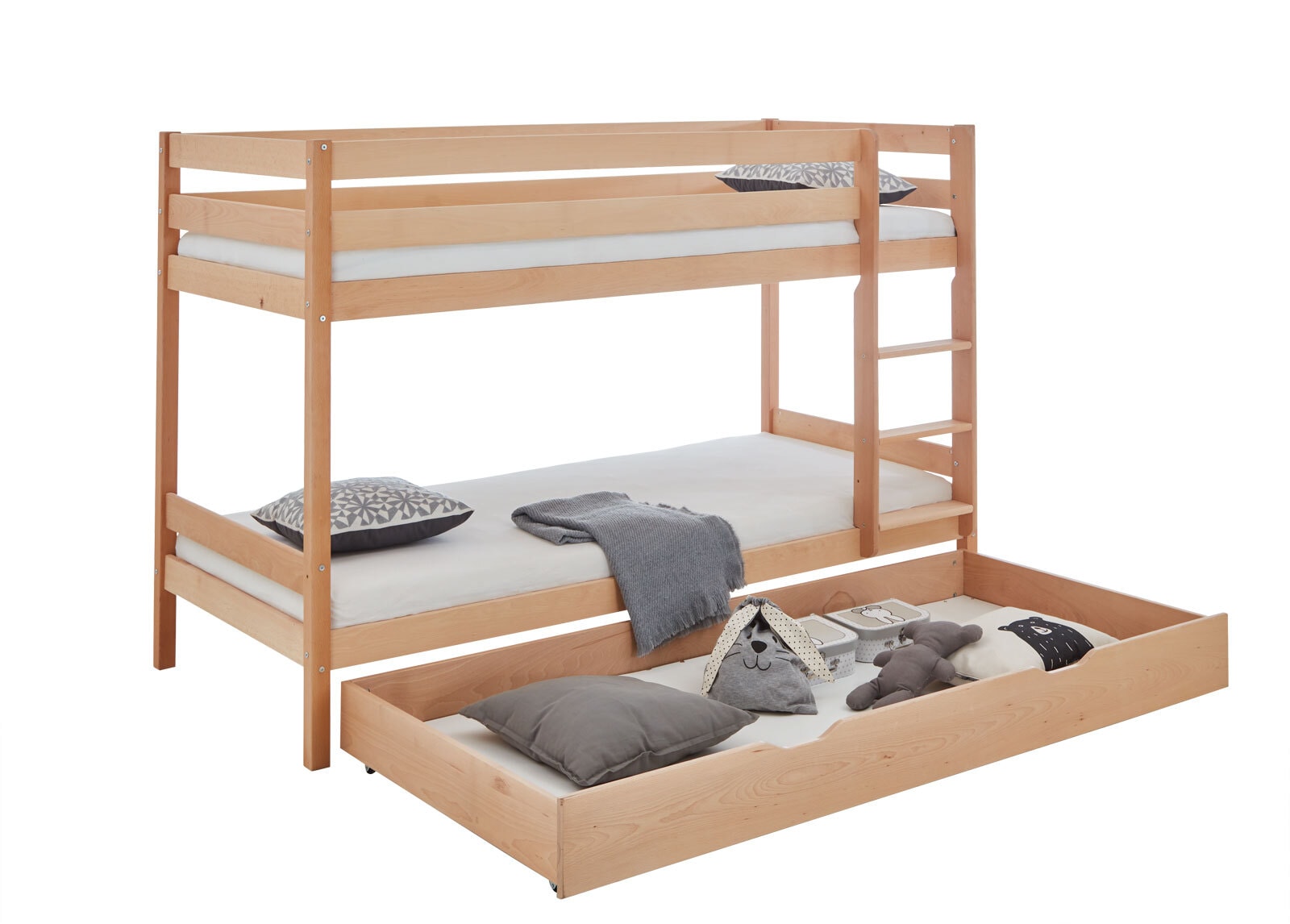 Etagenbett Lars 95,5x140x205,5 cm Buche massiv