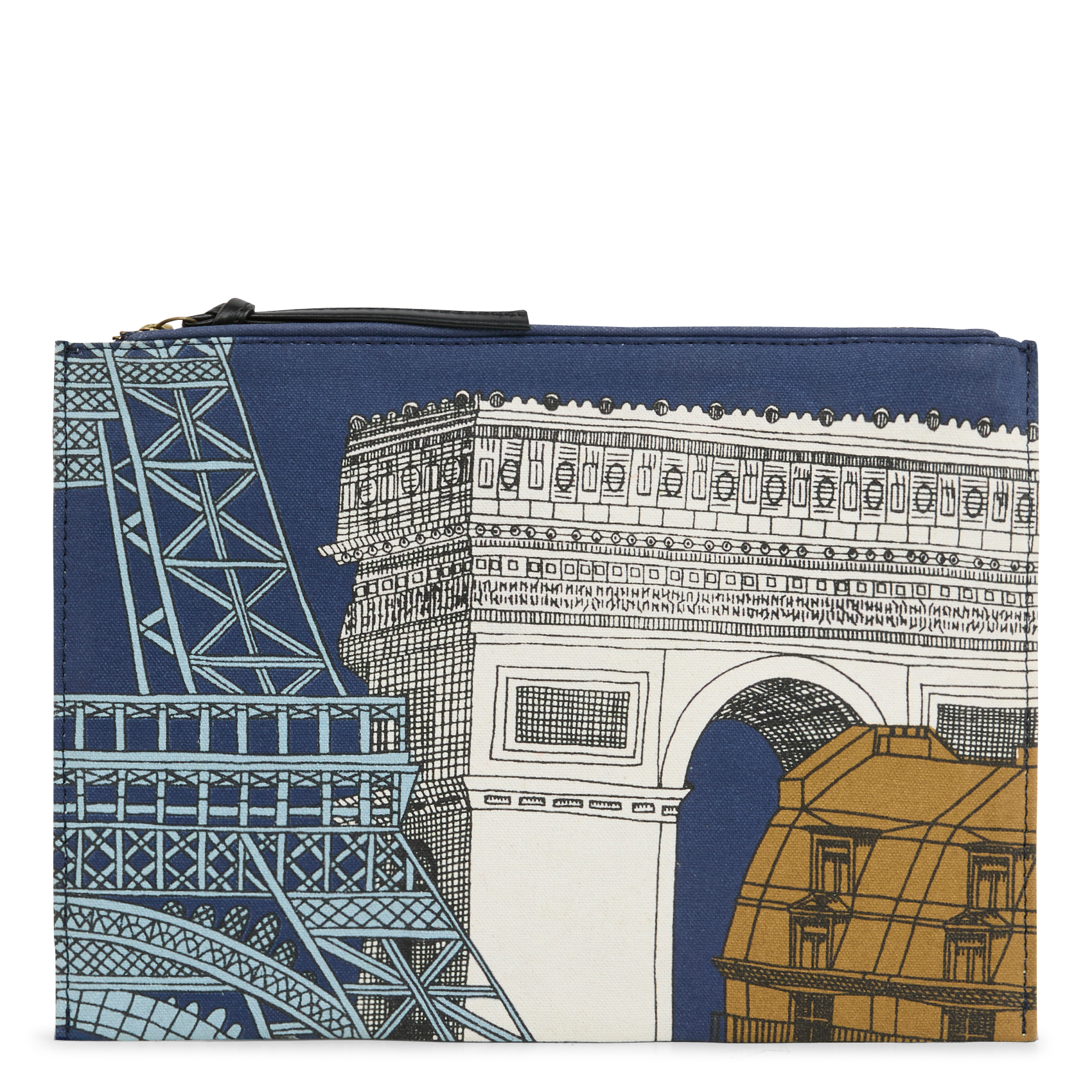 PARIS - Pochette imprimée en coton | Bleu