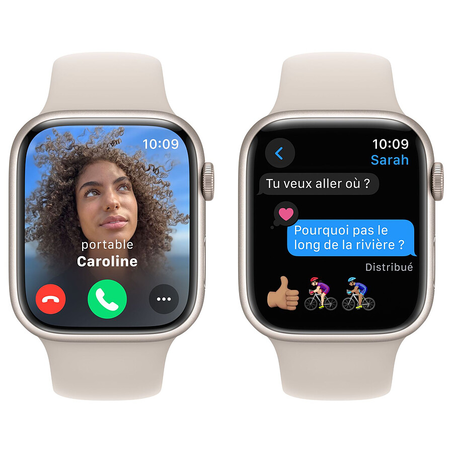 Apple Watch Series 9 GPS - Lumière Stellaire - Bracelet Sport - 45 mm - Taille M/L