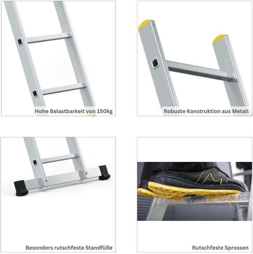 PROREGAL Economy Plus sportschuifladder met dwarsbalk, 12 sporten, werkhoogte 4,24 m, draagvermogen 150 kg