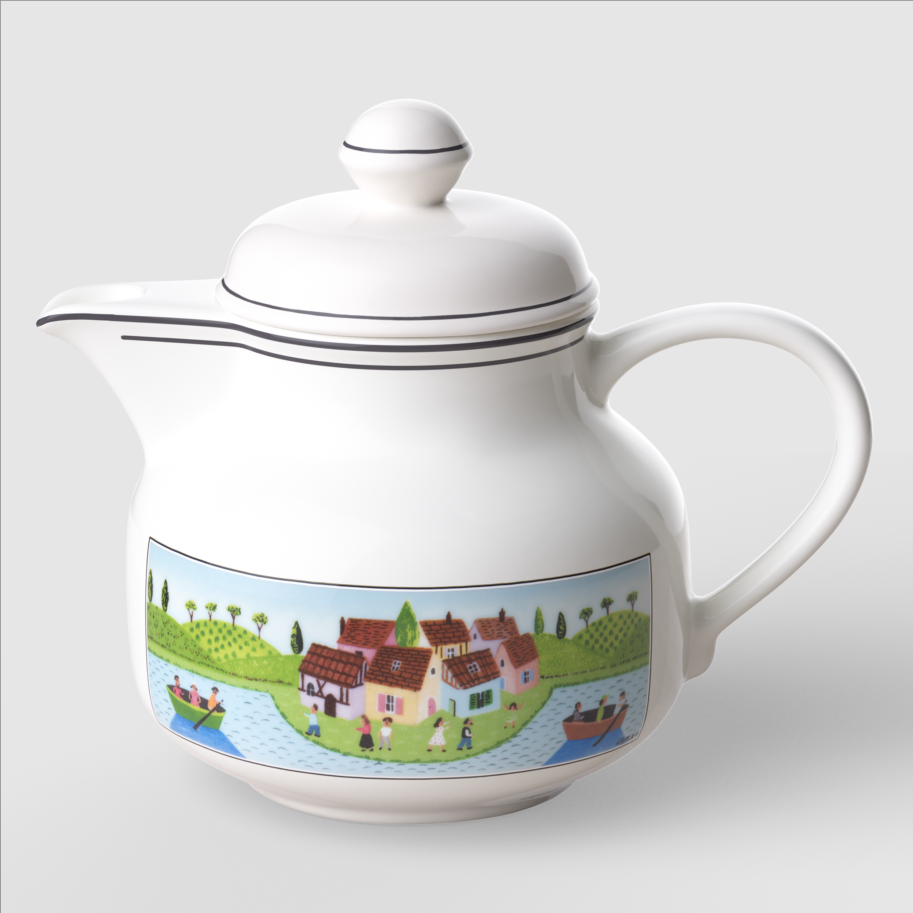 Design Naif Teapot Multi-colored, 30.5 oz, Premium Porcelain