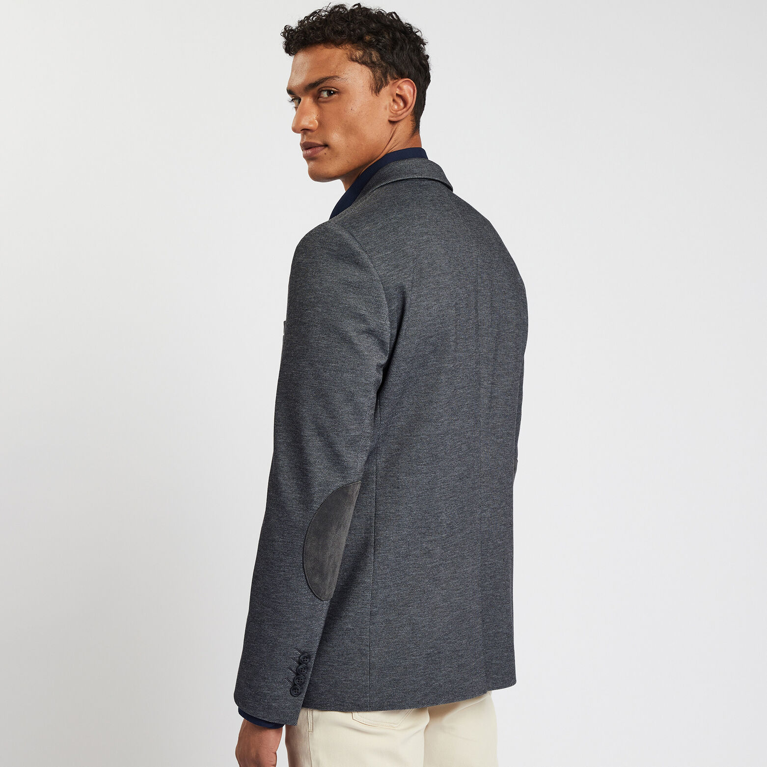 Veste slim maille coudières Gris moyen