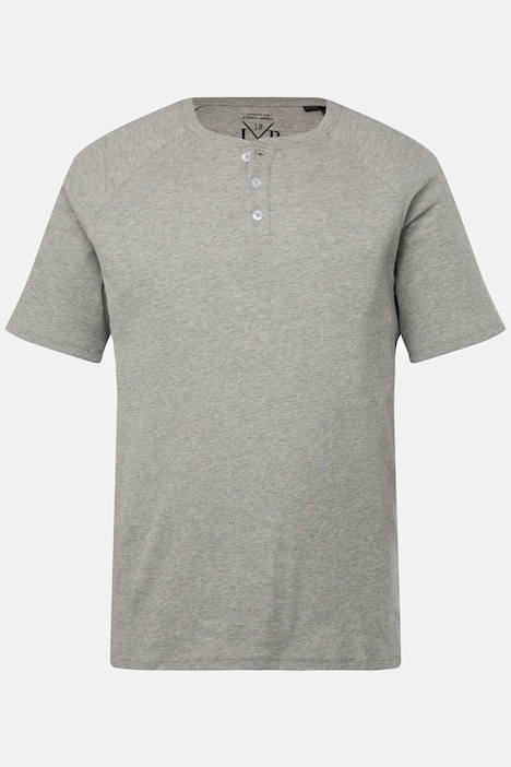 Schlaf-Henley, Halbarm, Melange-Jersey, Rundhals mit Knopfleiste, bis 8 XL