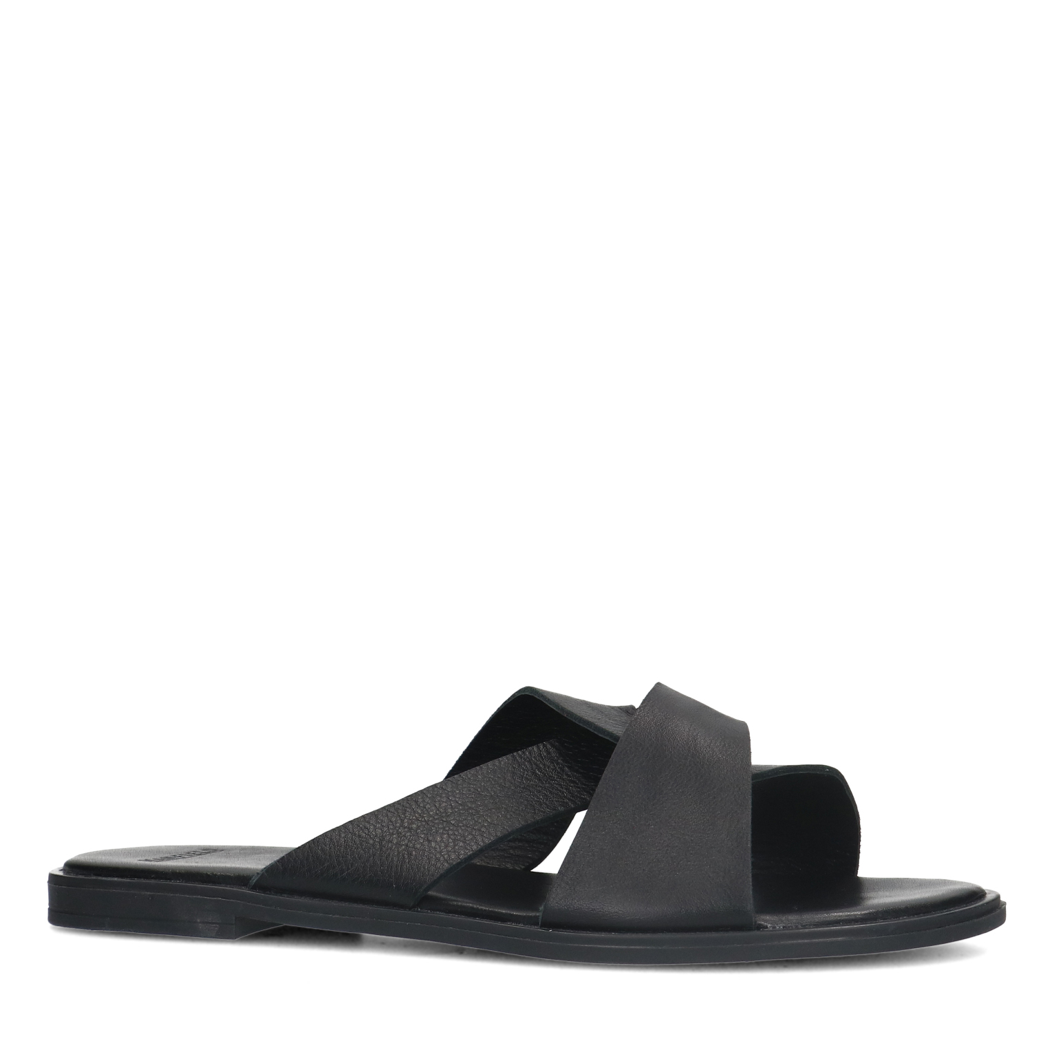 Zwarte leren slippers