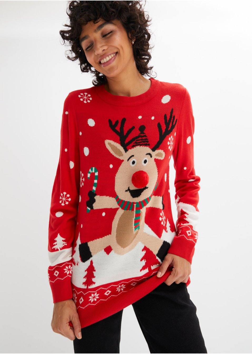 Pull motif Noël avec encolure ronde