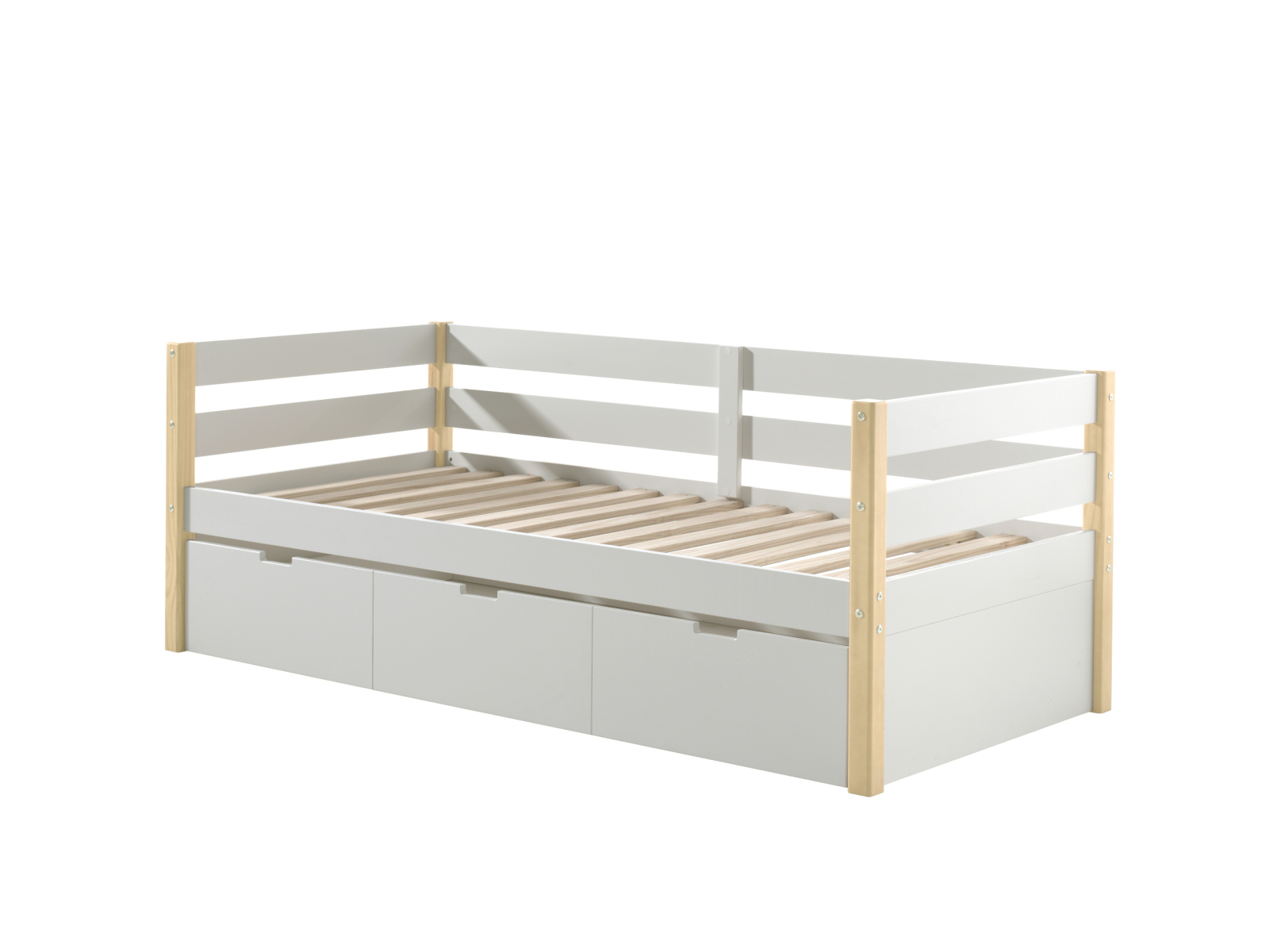 Kojenbett FRITZ - weiß-natur - mit Bettschublade - 90x200 cm